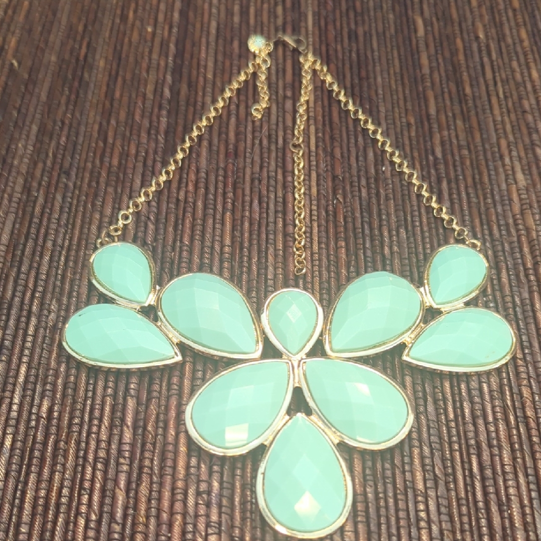 Gold And Mint Statement Necklace